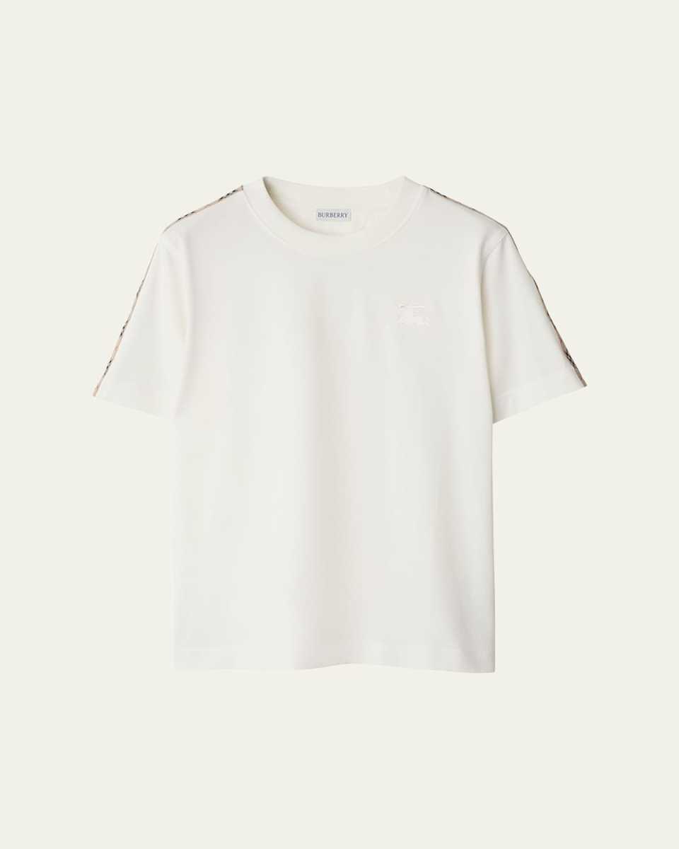 Check Shoulder-Stripe EKD Short-Sleeve T-Shirt